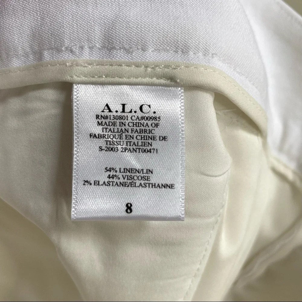 A.L.C. Gesso White Linen Blend Collin Pant Size 10